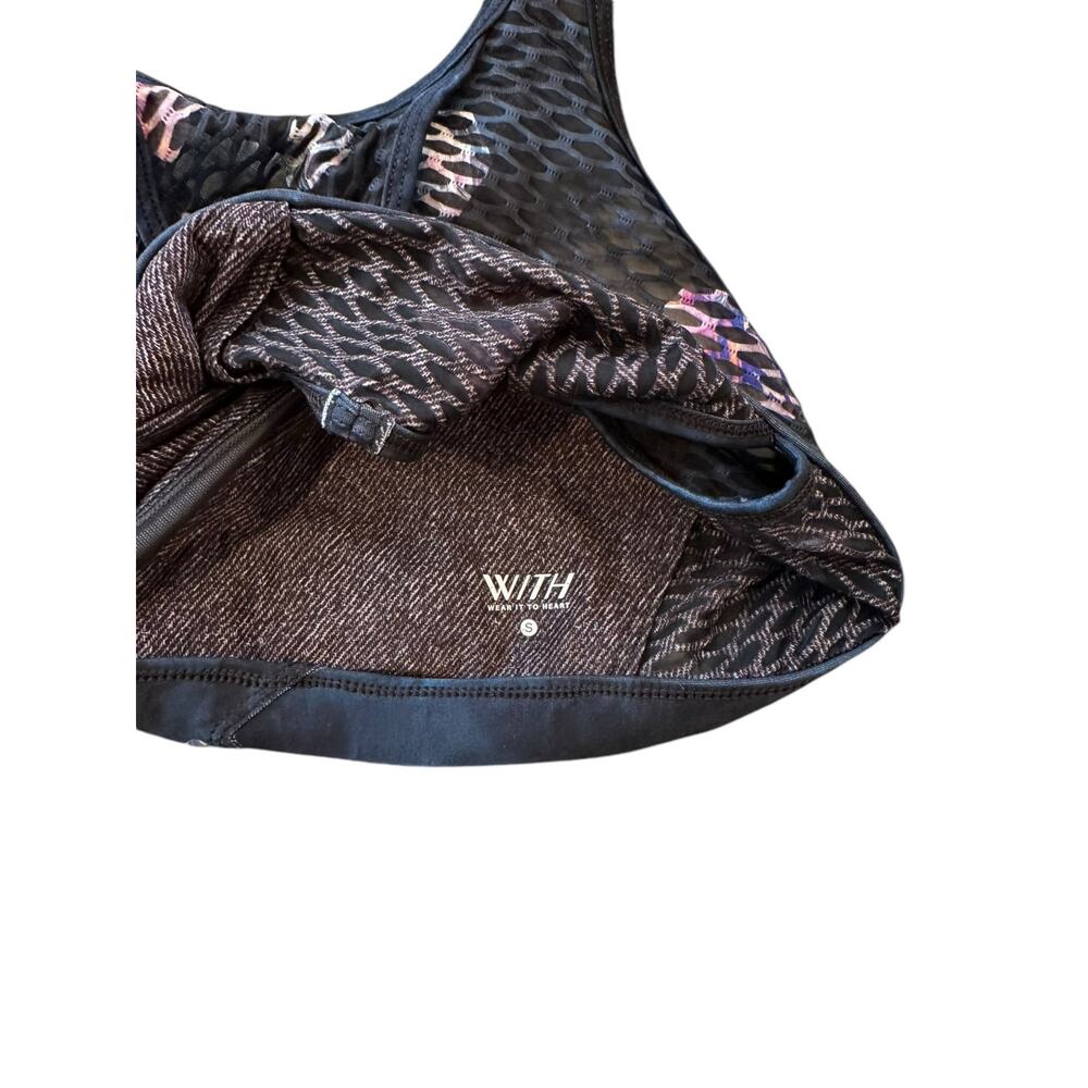 Peloton WITH Asteroid High Neck Bra Back Cut Out Navy Mesh Detail Logo Small - Picture 6 of 7